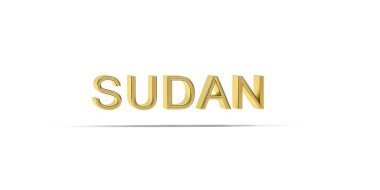 Altın 3D Sudan yazıtları beyaz arkaplanda izole edildi - 3B oluşturma