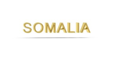 Altın 3D Somali yazıtları beyaz arkaplanda izole edildi - 3D oluşturma