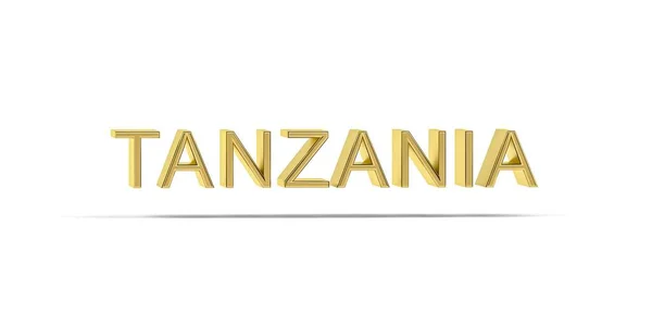Golden Tanzania Inscriptie Geïsoleerd Witte Achtergrond Render — Stockfoto