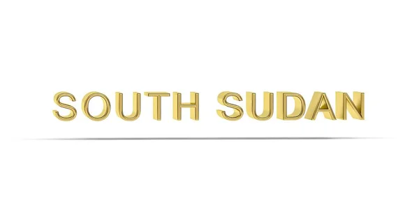 Golden Zuid Soedan Inscriptie Geïsoleerd Witte Achtergrond Render — Stockfoto