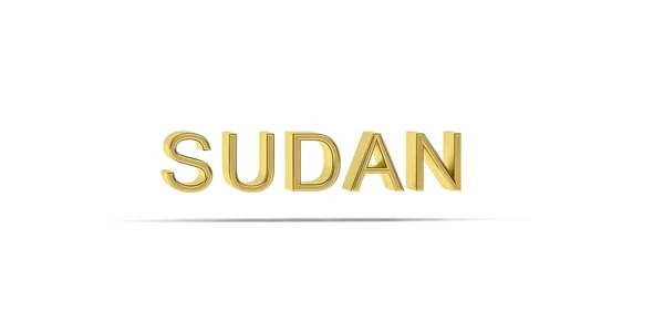 Golden Szudán Felirat Elszigetelt Fehér Háttér Render — Stock Fotó