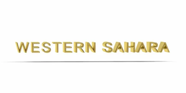 Golden Inscription Sahara Occidental Isolé Sur Fond Blanc Rendu — Photo