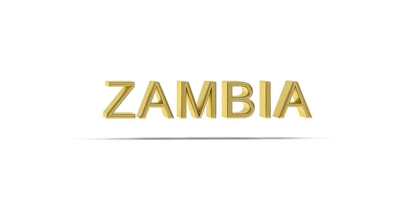 Golden Zambia Inscriptie Geïsoleerd Witte Achtergrond Render — Stockfoto