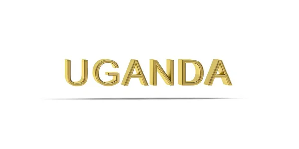 Gouden Oeganda Inscriptie Geïsoleerd Witte Achtergrond Render — Stockfoto