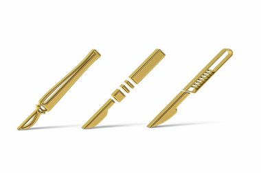 Beyaz arkaplanda izole edilmiş Altın 3d neşter simgesi - 3B oluşturma