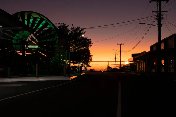Amanecer Ciudad Hughenden Queensland Australia Mirando Largo Brodie Street —  Fotos de Stock