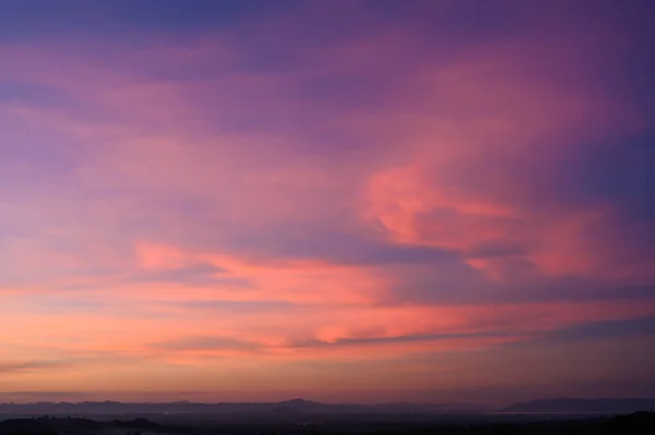 Evening Time Panorama Mountain Dramatic Twilight Sky Cloud Nightfall Silhouette — Foto de Stock