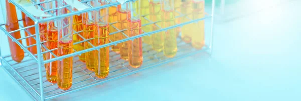 Filas Tubos Ensayo Laboratorio Cristalería Científica Para Productos Químicos Antecedentes — Foto de Stock