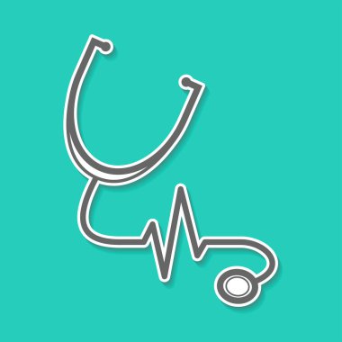Tıbbi, Hastane, Klinik ve Sağlık hizmetleri için yeşil arka planda steteskop siyah renk ikonu vektörü. Tıbbi Sağlık Kanalları kurullarında kullanılabilir