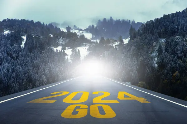 New Year 2024 Concept Number Old Year Written Highway Road — Stock Photo, Image