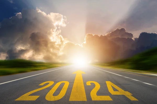 New Year 2024 Straight Forward Concept Text 2024 Written Road — Stock Photo, Image