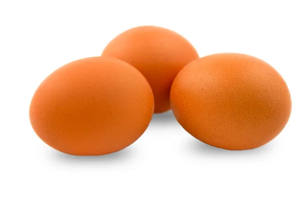 Huevos Pollo Marrón Aislados Sobre Fondo Blanco Alimentos Frescos —  Fotos de Stock