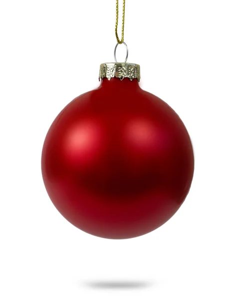 Bugigangas Vermelhas Natal Isoladas Fundo Branco Natal Árvore Brinquedos — Fotografia de Stock