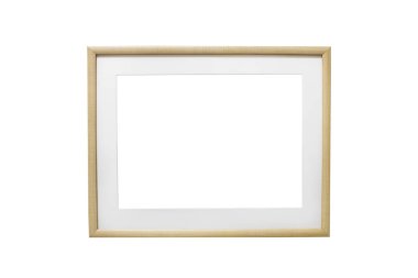 Simple light brown passe-partout frame isolated on white background. Layout of a poster or painting.