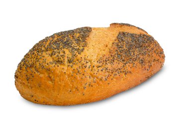 Beyaz arka planda izole edilmiş taze pişmiş ekmek. Taze hamur işleri.