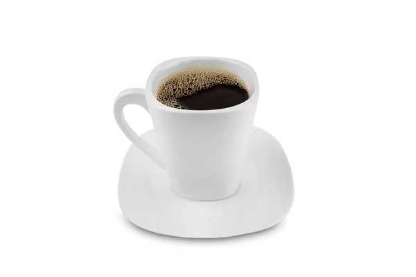 Weiße Keramiktasse Mit Cofee Isoliert Auf Weißem Hintergrund Steilpfad — Stockfoto