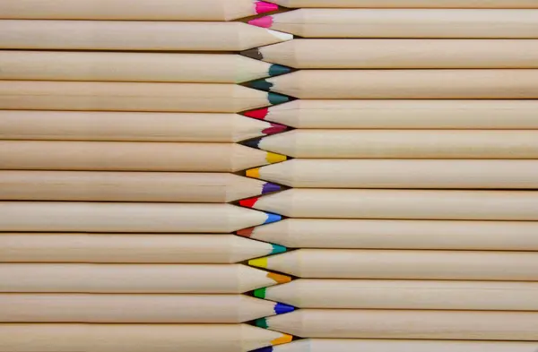 Pontosan Meghatározott Színes Ceruzák Felülnézet — Stock Fotó