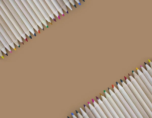 Wooden Pencils Brown Background Back School Copy Space — Stock Photo, Image