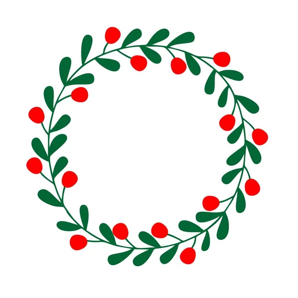 Christmas Ornament Garland Decorative Wreath Isolated Zielony Czerwony — Zdjęcie stockowe