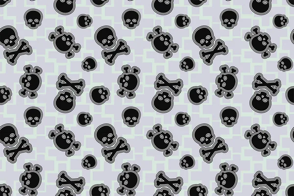 Seamless pattern with pirate skulls and bones. Vector background.