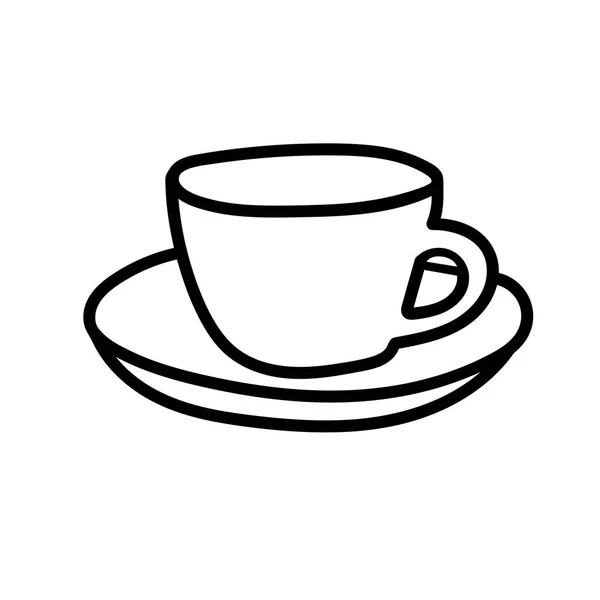 Kubek Ceramiczny Herbaty Lub Kawy Rysowania Czarną Linią Zewnętrzną — Zdjęcie stockowe