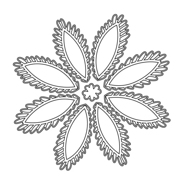 Drawing Estilo Flores Mandala Sem Cor — Fotografia de Stock