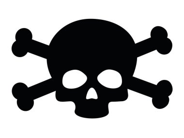 SKULL ve çapraz kemikler ikon izole edildi. Cadılar Bayramı İşareti.