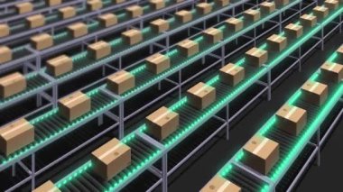 Bu hareket grafiği paketleme kutularının 4K iletimini içerir