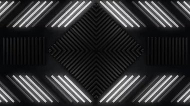 3 boyutlu görüntüleme. soyut siyah ve beyaz geometrik şekiller çizgileri ile desen.