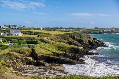 Pointe de Saint-Mathieu, deniz feneri, semafor, Brittany 'deki Plougonvelin manastırı.