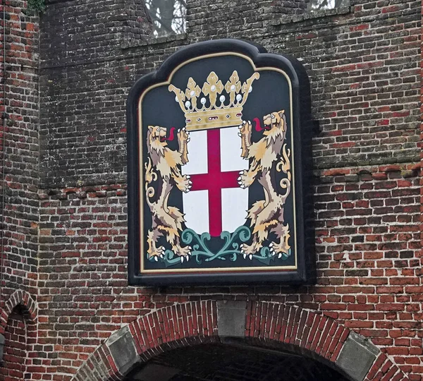 Coat Arms Dutch Municiency Amersfoort Netherlands 이곳은 1425 년부터 포르트라고 — 스톡 사진