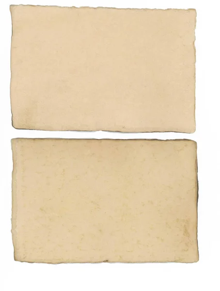 Dwie Małe Kartki Ręcznie Robionego Brązowego Papieru Znaczenie Jako Tło — Zdjęcie stockowe