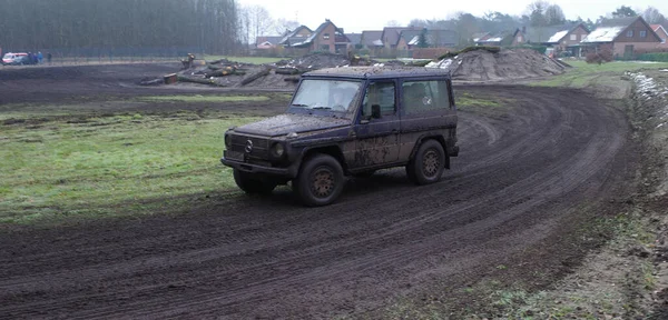 Itterbeck Germany March 2023 Totally Dirty Mercedes Jeep Driving Offroad — Stock Photo, Image