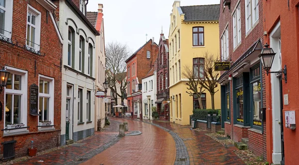 Leer Alemanha Janeiro 2023 Parte Antiga Cidade Leer Rua Chama — Fotografia de Stock