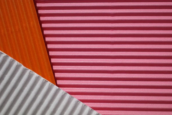 Horizontal Und Diagonal Gerippter Karton Den Farben Rosa Weiß Orange — Stockfoto