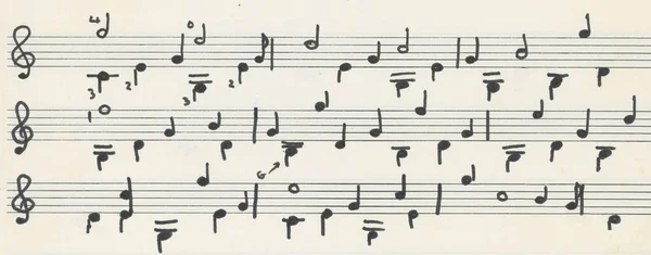 Χειρόγραφες Νότες Για Μουσική Υπόκρουση Πανό — Φωτογραφία Αρχείου