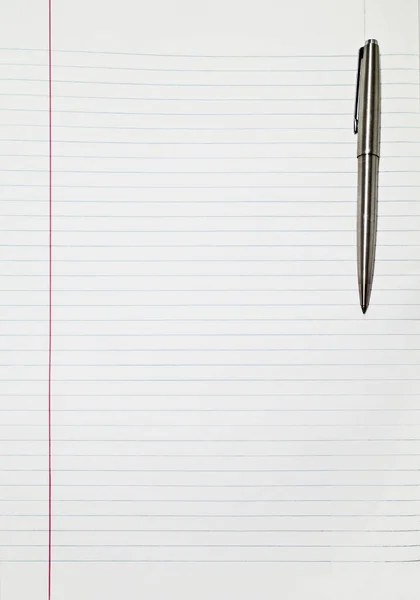 A ballpoint on a lined piece of paper. With space for your own text