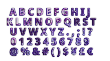Sayılar, noktalama işaretleri ve özel karakterler ile renkli alfabe, gibi, ampersand, pound, euro, dolar ve yen şeffaf arkaplan