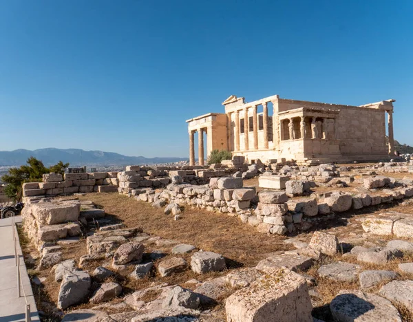 Erechtheion Czyli Świątynia Ateny Polias Jest Starożytnym Greckim Jonowym Świątynno — Zdjęcie stockowe