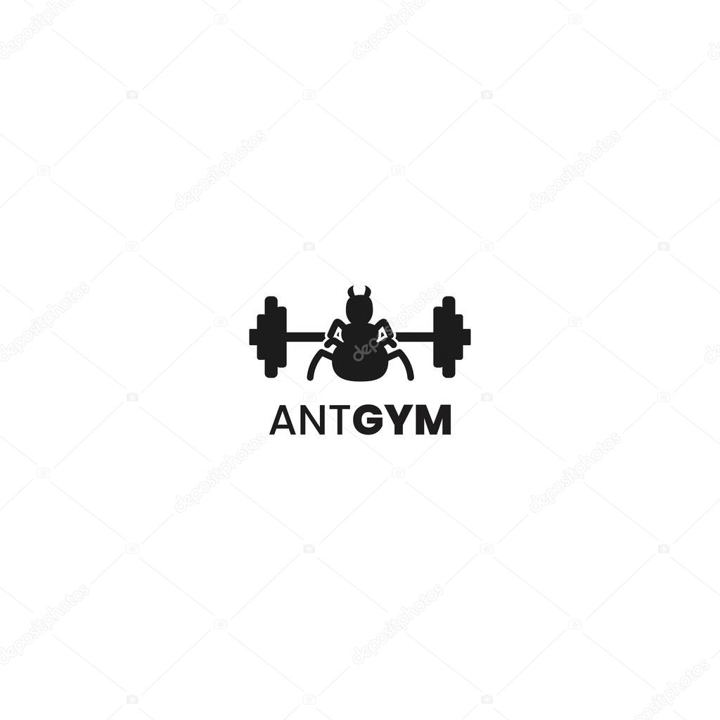 A strong and creative logo design featuring an ant lifting a dumbbell, symbolizing strength, fitness, and determination. Named Ant Gym, this logo is perfect for gyms, fitness centers, or sports brands looking for a unique mascot. Fully editable vecto