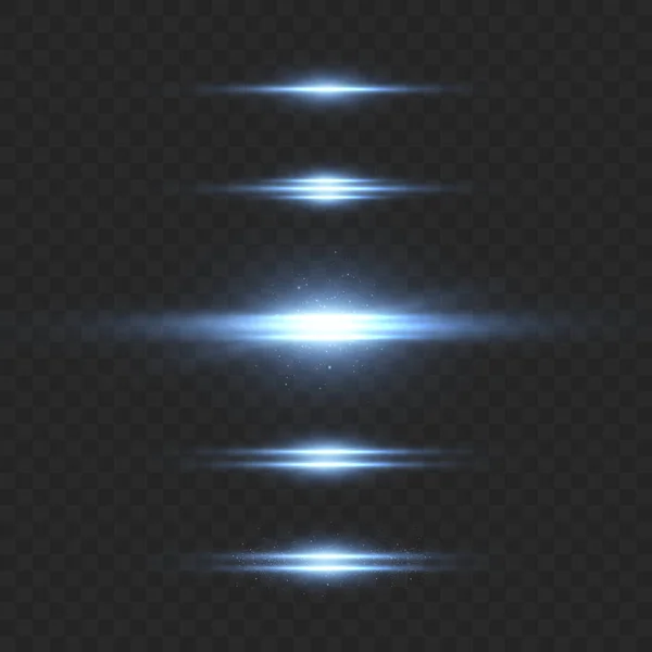 Jasné Vodorovné Zvýraznění Laserové Paprsky Horizontální Paprsky Světla Krásné Záblesky — Stockový vektor