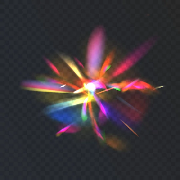 Grupo Colores Rayos Brillantes Del Espectro Deslumbramiento Una Lente Vidrio — Archivo Imágenes Vectoriales