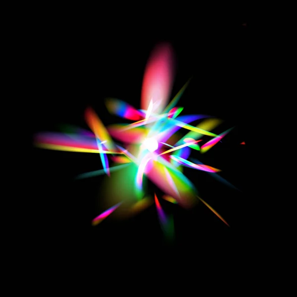 スペクトルの色 明るい光線のクラスター レンズ ガラス ジュエリー または宝石に輝く 虹効果の重ね合わせ 結晶プリズムによる光の屈折 現実的なダイヤモンド — ストックベクタ