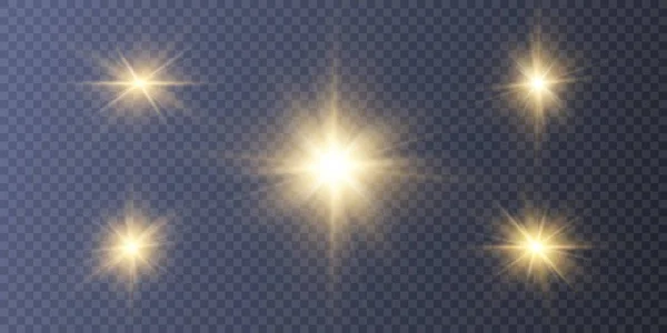 Світло Золотих Зірок Світла Прозорому Тлі Колекція Векторів Розмитого Світла — стоковий вектор