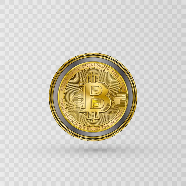 Złota Moneta Bitcoina Kryptowaluta Bitcoin Symbol Izolowany Jasnym Tle Jasnych — Wektor stockowy