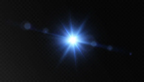 Effekten Starkt Solljus Blinkande Guldstjärna Transparent Bakgrund Ljus Ljuseffekt — Stock vektor