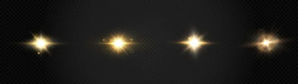 Účinek Jasného Slunečního Světla Zářící Zlatá Hvězda Průhledném Pozadí Světelný — Stockový vektor