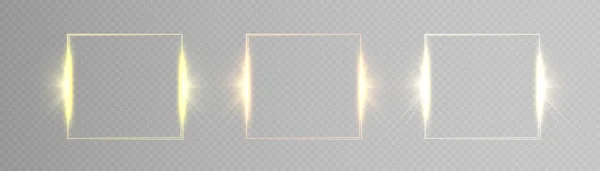 Leuchtender Dünner Quadratischer Rahmen Auf Transparentem Hintergrund Perfektes Design Für — Stockvektor