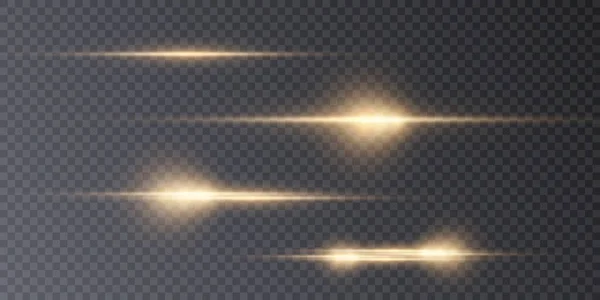 向量图以金黄色显示 光的效果 抽象的激光束 杂乱的霓虹灯光芒 — 图库矢量图片