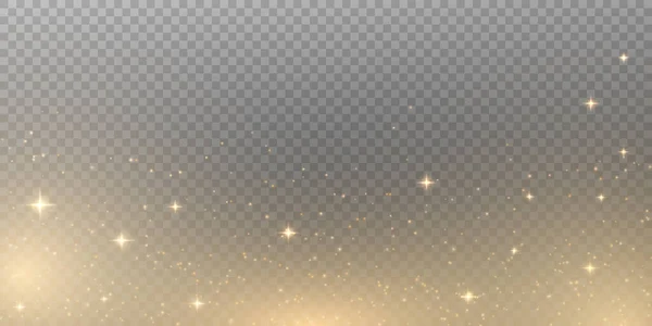 Weihnachtlicher Lichteffekt Vektorillustration Goldener Hintergrund Mit Glitzernden Sternen Und Schimmerndem — Stockvektor